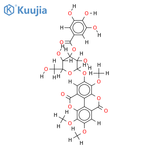 3,3',4'-tri-O-methylellagic acid 4-O-(3''-galloyl)-beta-D-glucopyranoside structure