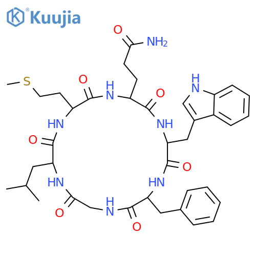 Cyclo(L-glutaminyl-L-tryptophyl-L-phenylalanylglycyl-L-leucyl-L-methionyl) structure