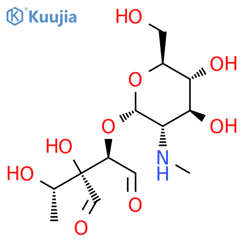 L-Lyxose,5-deoxy-2-O-[2-deoxy-2-(methylamino)-a-L-glucopyranosyl]-3-C-formyl- structure