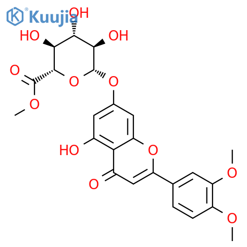 b-D-Glucopyranosiduronic acid,2-(3,4-dimethoxyphenyl)-5-hydroxy-4-oxo-4H-1-benzopyran-7-yl, methyl ester structure