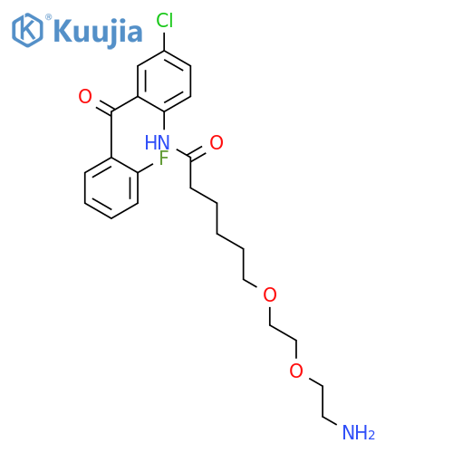 Hexanamide, 6-[2-(2-aminoethoxy)ethoxy]-N-[4-chloro-2-(2-fluorobenzoyl)phenyl]- structure