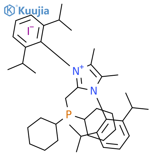 2-[(Dicyclohexylphosphino)methyl]-1,3-bis(2,6-diisopropylphenyl)-4,5-dimethylimidazolium iodide structure