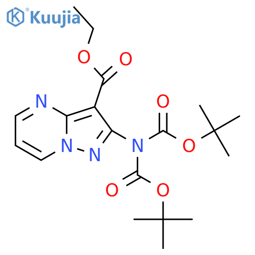 Ethyl 2-(bis(tert-butoxycarbonyl)amino)pyrazolo-1,5-apyrimidine-3-carboxylate structure