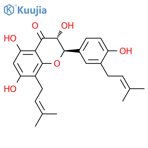 4H-1-Benzopyran-4-one,2,3-dihydro-3,5,7-trihydroxy-2-[4-hydroxy-3-(3-methyl-2-buten-1-yl)phenyl]-8-(3-methyl-2-buten-1-yl)-,(2R,3R)- structure