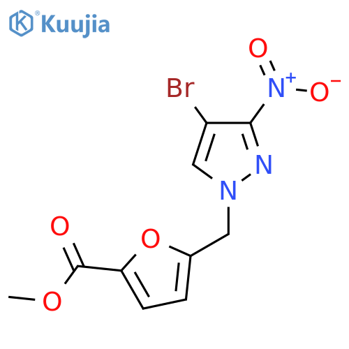 methyl 5-(4-bromo-3-nitro-1H-pyrazol-1-yl)methylfuran-2-carboxylate structure