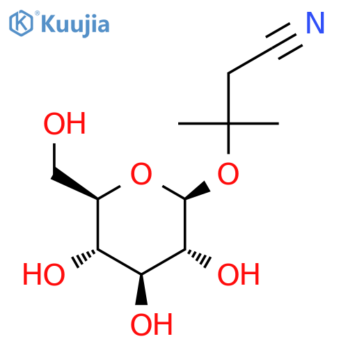 3-Methyl-3-[(2S,3R,4S,5S,6R)-3,4,5-trihydroxy-6-(hydroxymethyl)oxan-2-yl]oxybutanenitrile structure