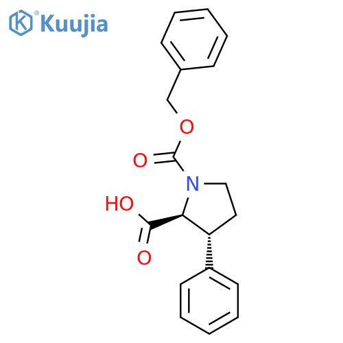 rac-(2R,3S)-1-(benzyloxy)carbonyl-3-phenylpyrrolidine-2-carboxylic acid structure
