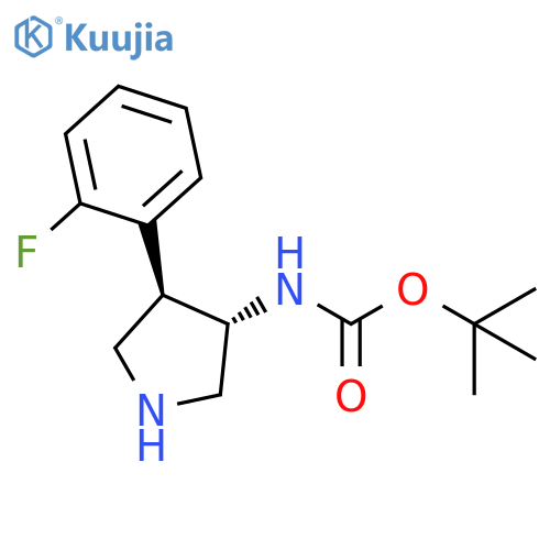 rac-tert-butyl N-(3R,4S)-4-(2-fluorophenyl)pyrrolidin-3-ylcarbamate structure