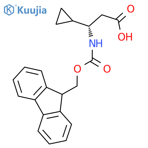 (3S)-3-cyclopropyl-3-(9H-fluoren-9-ylmethoxycarbonylamino)propanoic acid structure