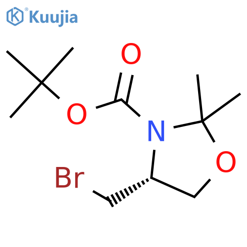 tert-butyl (4R)-4-(bromomethyl)-2,2-dimethyl-1,3-oxazolidine-3-carboxylate structure