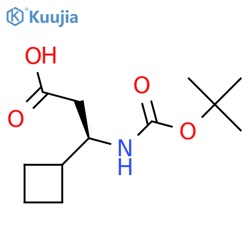(3R)-3-{(tert-butoxy)carbonylamino}-3-cyclobutylpropanoic acid structure