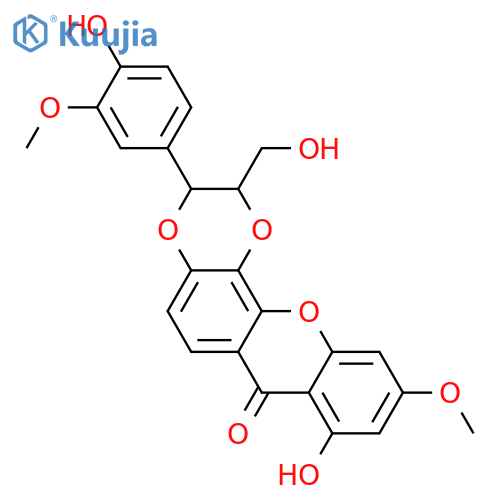 3-(3,4-Dihydroxyphenyl)-2,3-dihydro-2-(hydroxymethyl)-7H-dioxino[2,3-c]xanthen-7-one; (7'R*,8'R*)-form, 6-Methoxy, 8-hydroxy, 3'-Me ether structure