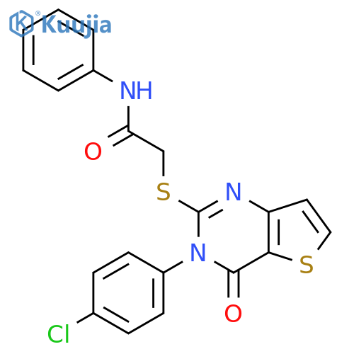 2-{[3-(4-chlorophenyl)-4-oxo-3H,4H-thieno[3,2-d]pyrimidin-2-yl]sulfanyl}-N-phenylacetamide structure