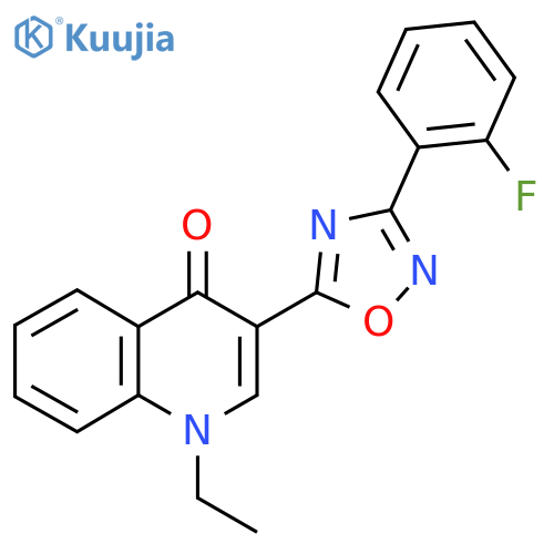 1-ethyl-3-[3-(2-fluorophenyl)-1,2,4-oxadiazol-5-yl]-1,4-dihydroquinolin-4-one structure