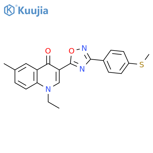 1-ethyl-6-methyl-3-{3-[4-(methylsulfanyl)phenyl]-1,2,4-oxadiazol-5-yl}-1,4-dihydroquinolin-4-one structure
