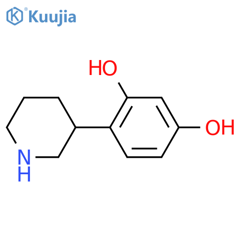 4-(piperidin-3-yl)benzene-1,3-diol structure