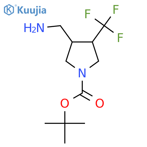 Tert-butyl 3-(aminomethyl)-4-(trifluoromethyl)pyrrolidine-1-carboxylate structure