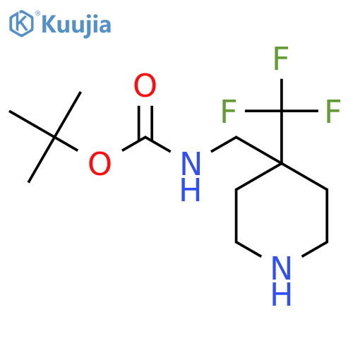 tert-butyl N-{[4-(trifluoromethyl)piperidin-4-yl]methyl}carbamate structure