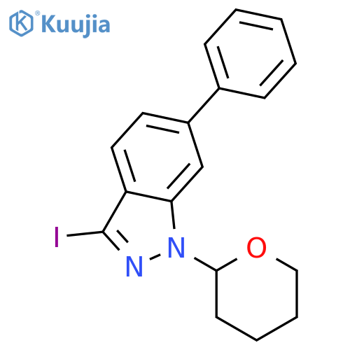 3-Iodo-6-phenyl-1-(tetrahydro-2H-pyran-2-yl)-1H-indazole structure