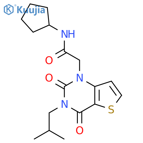N-cyclopentyl-2-[3-(2-methylpropyl)-2,4-dioxo-1H,2H,3H,4H-thieno[3,2-d]pyrimidin-1-yl]acetamide structure