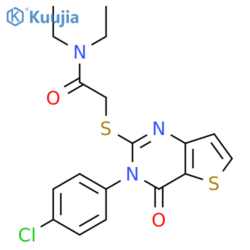 2-{[3-(4-chlorophenyl)-4-oxo-3H,4H-thieno[3,2-d]pyrimidin-2-yl]sulfanyl}-N,N-diethylacetamide structure
