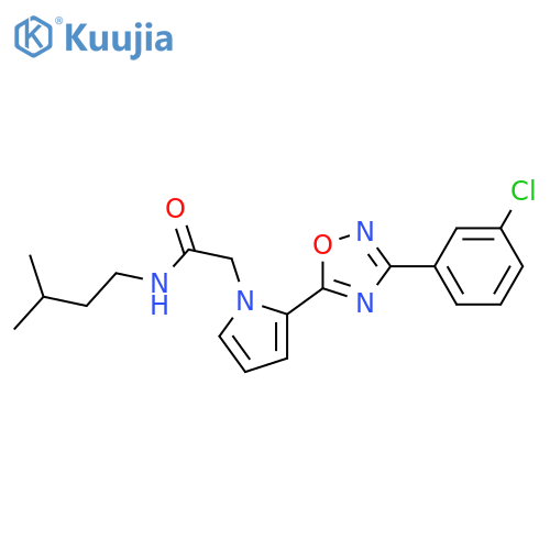 2-{2-[3-(3-chlorophenyl)-1,2,4-oxadiazol-5-yl]-1H-pyrrol-1-yl}-N-(3-methylbutyl)acetamide structure