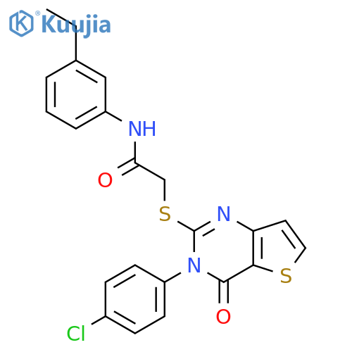 2-{[3-(4-chlorophenyl)-4-oxo-3H,4H-thieno[3,2-d]pyrimidin-2-yl]sulfanyl}-N-(3-ethylphenyl)acetamide structure