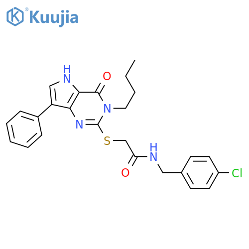 2-({3-butyl-4-oxo-7-phenyl-3H,4H,5H-pyrrolo[3,2-d]pyrimidin-2-yl}sulfanyl)-N-[(4-chlorophenyl)methyl]acetamide structure