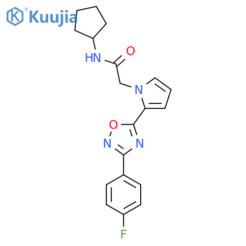N-cyclopentyl-2-{2-[3-(4-fluorophenyl)-1,2,4-oxadiazol-5-yl]-1H-pyrrol-1-yl}acetamide structure