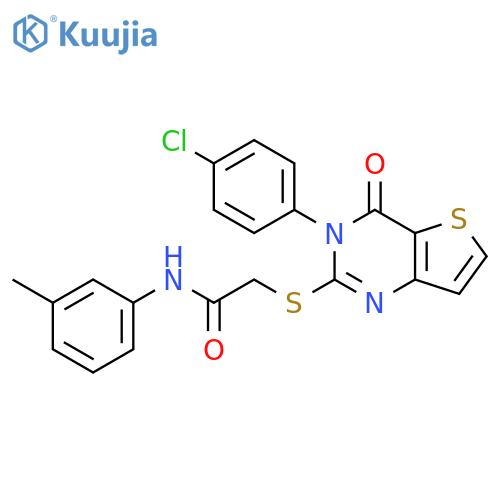 2-{[3-(4-chlorophenyl)-4-oxo-3H,4H-thieno[3,2-d]pyrimidin-2-yl]sulfanyl}-N-(3-methylphenyl)acetamide structure