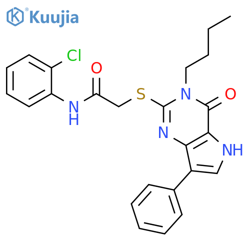 2-({3-butyl-4-oxo-7-phenyl-3H,4H,5H-pyrrolo[3,2-d]pyrimidin-2-yl}sulfanyl)-N-(2-chlorophenyl)acetamide structure