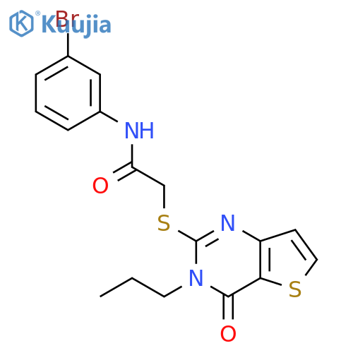N-(3-bromophenyl)-2-({4-oxo-3-propyl-3H,4H-thieno[3,2-d]pyrimidin-2-yl}sulfanyl)acetamide structure