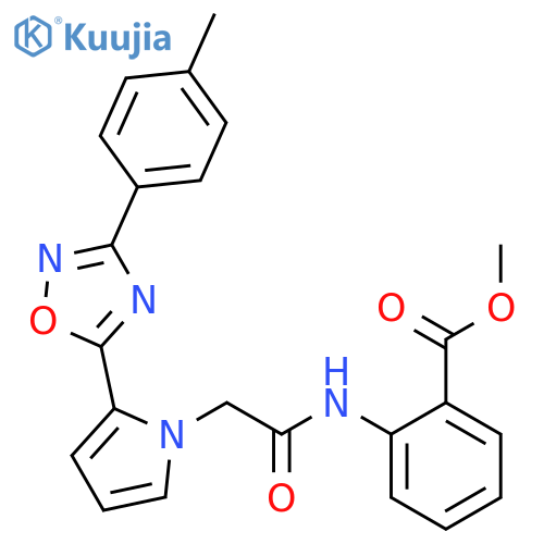 methyl 2-(2-{2-[3-(4-methylphenyl)-1,2,4-oxadiazol-5-yl]-1H-pyrrol-1-yl}acetamido)benzoate structure