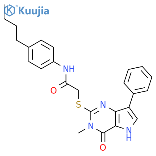 N-(4-butylphenyl)-2-({3-methyl-4-oxo-7-phenyl-3H,4H,5H-pyrrolo[3,2-d]pyrimidin-2-yl}sulfanyl)acetamide structure
