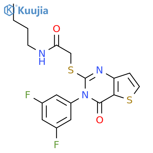 N-butyl-2-{[3-(3,5-difluorophenyl)-4-oxo-3H,4H-thieno[3,2-d]pyrimidin-2-yl]sulfanyl}acetamide structure
