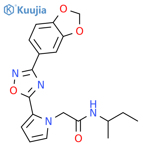 2-{2-[3-(2H-1,3-benzodioxol-5-yl)-1,2,4-oxadiazol-5-yl]-1H-pyrrol-1-yl}-N-(butan-2-yl)acetamide structure