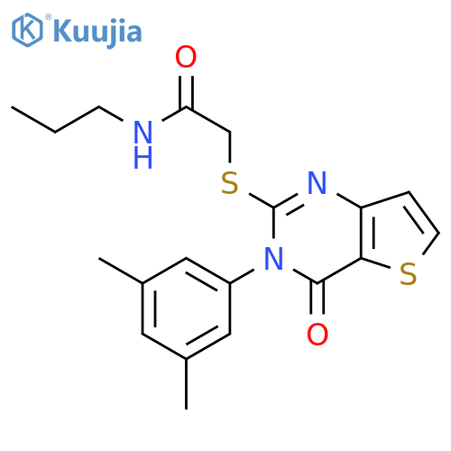 2-{[3-(3,5-dimethylphenyl)-4-oxo-3H,4H-thieno[3,2-d]pyrimidin-2-yl]sulfanyl}-N-propylacetamide structure