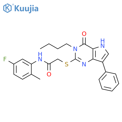 2-({3-butyl-4-oxo-7-phenyl-3H,4H,5H-pyrrolo[3,2-d]pyrimidin-2-yl}sulfanyl)-N-(5-fluoro-2-methylphenyl)acetamide structure