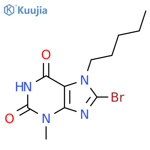 8-bromo-3-methyl-7-pentyl-2,3,6,7-tetrahydro-1H-purine-2,6-dione structure