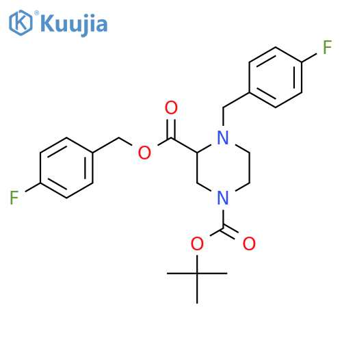 4-(4-Fluoro-benzyl)-piperazine-1,3-dicarboxylic acid 1-tert-butyl ester 3-(4-fluoro-benzyl) ester structure
