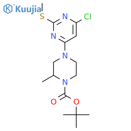 4-(6-Chloro-2-methylsulfanyl-pyrimidin-4-yl)-2-methyl-piperazine-1-carboxylic acid tert-butyl ester structure