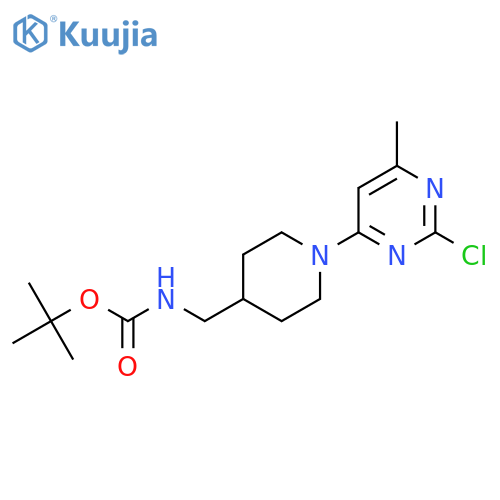 [1-(2-Chloro-6-methyl-pyrimidin-4-yl)-piperidin-4-ylmethyl]-carbamic acid tert-butyl ester structure
