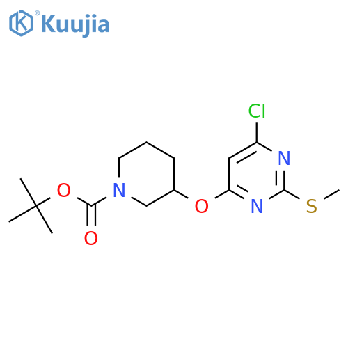 3-(6-Chloro-2-methylsulfanyl-pyrimidin-4-yloxy)-piperidine-1-carboxylic acid tert-butyl ester structure