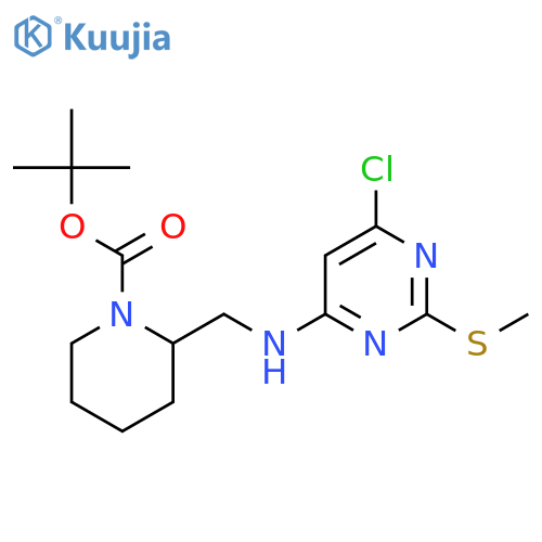 Tert-Butyl 2-(((6-chloro-2-(methylthio)pyrimidin-4-yl)amino)methyl)piperidine-1-carboxylate structure