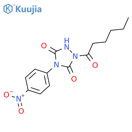 1,2,4-Triazolidine-3,5-dione, 4-(4-nitrophenyl)-1-(1-oxohexyl)- structure