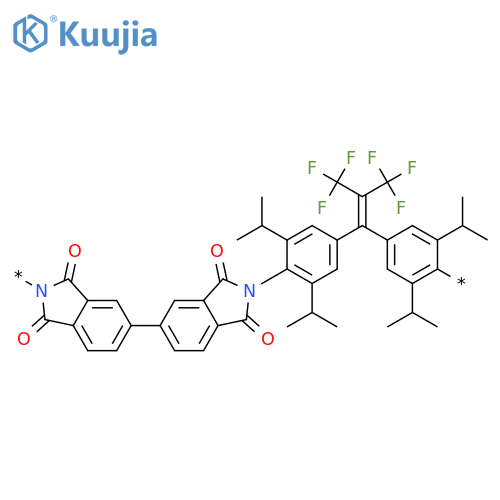 Poly[(1,3-dihydro-1,3-dioxo-2H-isoindole-2,5-diyl)[2,2,2-trifluoro-1-(trifluoromethyl)ethylidene](1,3-dihydro-1,3-dioxo-2H-isoindole-5,2-diyl)[2,6-bis(1-methylethyl)-1,4-phenylene]methylene[3,5-bis(1-methylethyl)-1,4-phenylene]] structure