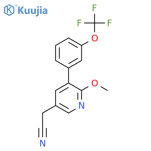 2-Methoxy-3-(3-(trifluoromethoxy)phenyl)pyridine-5-acetonitrile structure
