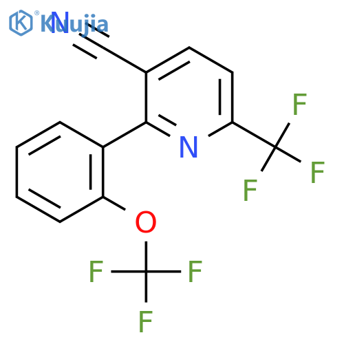 2-(2-(Trifluoromethoxy)phenyl)-6-(trifluoromethyl)nicotinonitrile structure