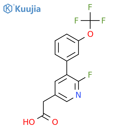 2-Fluoro-3-(3-(trifluoromethoxy)phenyl)pyridine-5-acetic acid structure