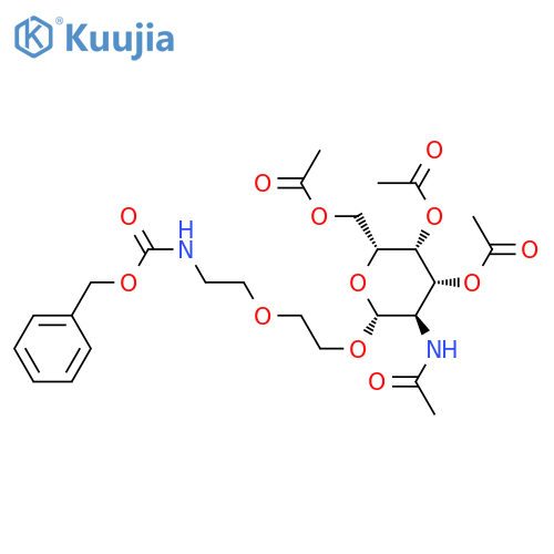 (2R,3R,4R,5R,6R)-5-acetaMido-2-(acetoxyMethyl)-6-(2-(2-(benzyloxycarbonylaMino)ethoxy)ethoxy)tetrahydro-2H-pyran-3,4-diyl diacetate structure